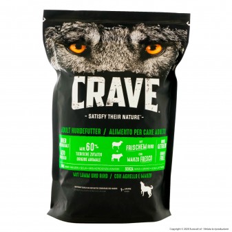 5 Buste di Crave Cibo Secco per Cane Adulto con Agnello e Manzo da 1Kg