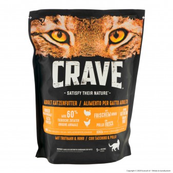 5 Buste di Crave Cibo Secco per Gatti Adulti con Tacchino e Pollo da