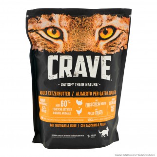 5 Buste di Crave Cibo Secco per Gatti Adulti con Tacchino e Pollo da