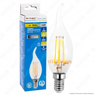 V-Tac VT-1997D Lampadina LED E14 4W Candela Fiamma Filamento