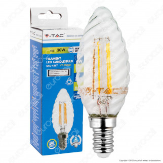 V-Tac VT-1985D Lampadina LED E14 4W Candela Twist Filamento