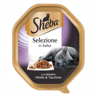 44 Vaschette Sheba Selezione in Salsa Cibo per Gatti al Gusto Vitello