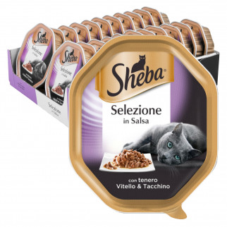 44 Vaschette Sheba Selezione in Salsa Cibo per Gatti al Gusto Vitello