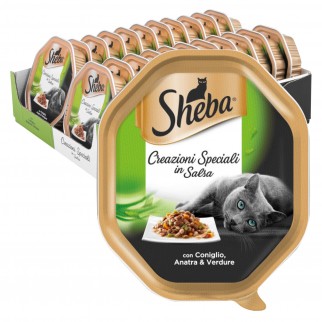 44 Vaschette Sheba Creazioni Speciali in Salsa Cibo per Gatti con