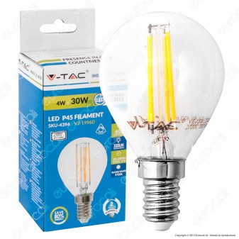 V-Tac VT-1996D Lampadina LED E14 4W MiniGlobo Filamento P45