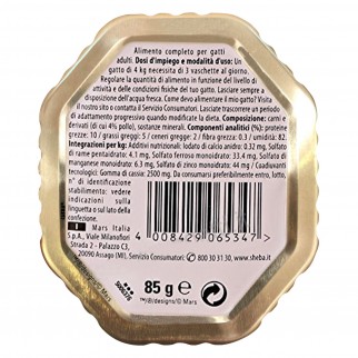 44 Vaschette Sheba Paté Classic Cibo per Gatti al Pollo da 85g