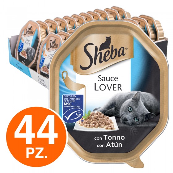 44 Vaschette Sheba Sauce Lover Cibo per Gatti con Tonno in Salsa da 44 Vaschette Sheba Sauce Lover Cibo per Gatti con Tonno in Salsa da