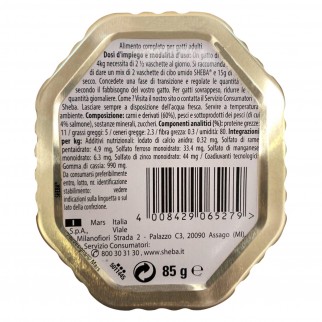 44 Vaschette Sheba Paté Classic Cibo per Gatti al Gusto Salmone da 85g