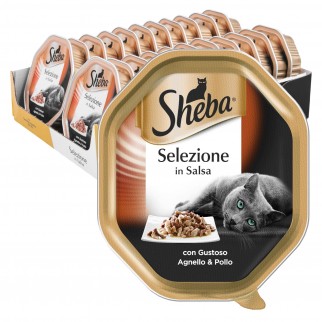 44 Vaschette Sheba Selezione in Salsa Cibo per Gatti al Gusto Agnello