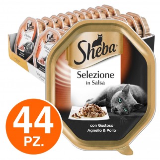44 Vaschette Sheba Selezione in Salsa Cibo per Gatti al Gusto Agnello
