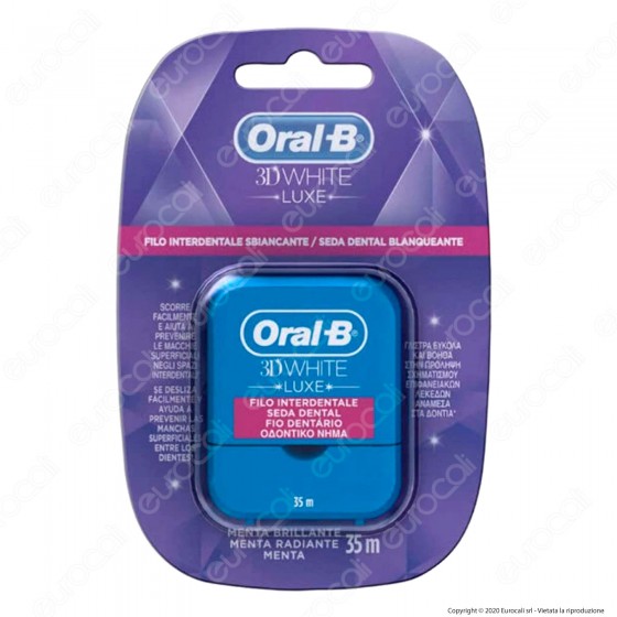 Oral-B 3D White Luxe Filo Interdentale Sbiancante alla Menta - Oral-B 3D White Luxe Filo Interdentale Sbiancante alla Menta -