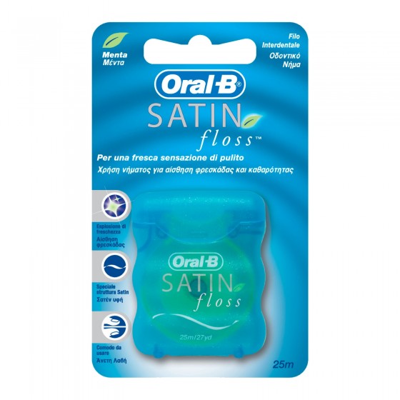 Oral-B Satin Floss Filo Interdentale Morbido al Mentolo - Lunghezza Oral-B Satin Floss Filo Interdentale Morbido al Mentolo - Lunghezza