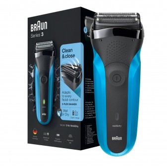 Braun Serie 3 310s Wet&Dry Rasoio Elettrico da Barba Uomo Ricaricabile Blu   