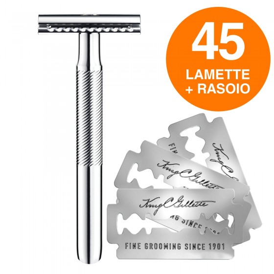 King C Gillette Double Edge Rasoio di Sicurezza con 45 Lame di King C Gillette Double Edge Rasoio di Sicurezza con 45 Lame di