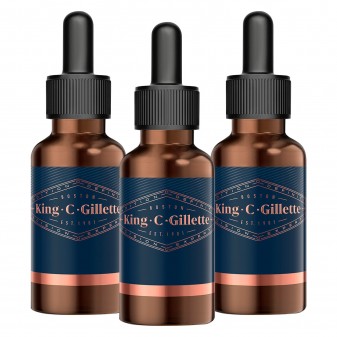 King C Gillette Olio Idratante per Barba e Viso con Olio di Avocado e di Argan - Confezione da 3