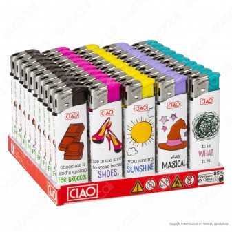 Ciao Accendino Elettronico Fantasia Stay Happy - Box da 50 Accendini