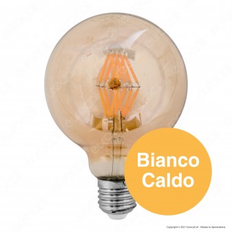 V-Tac VT-2019 Lampadina LED E27 8W Globo G95 Filamento Ambrata - SKU