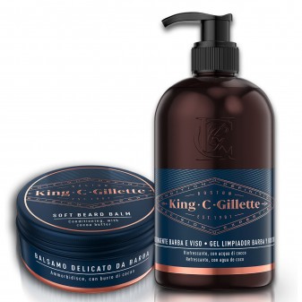 King C Gillette Set Detergente Viso e Barba e Balsamo da Barba