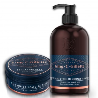 King C Gillette Set Detergente Viso e Barba e Balsamo da Barba