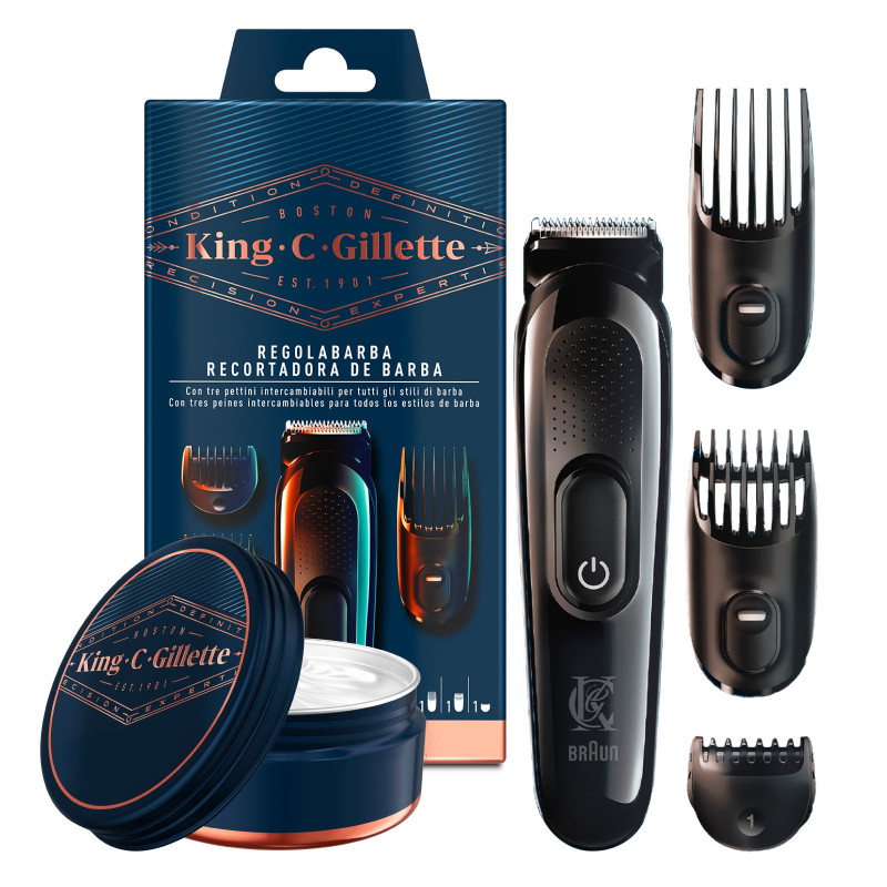 King C Gillette Rasoio Elettrico Regolabarba Beard Trimmer e Balsamo