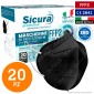 Immagine 1 - Sicura Protection 20 Mascherine Protettive Colore Nero Monouso con
