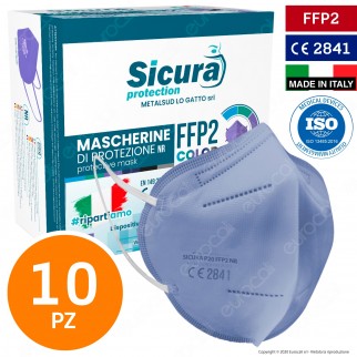 Sicura Protection 10 Mascherine Protettive Colore Lavanda Monouso con