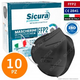 Sicura Protection 10 Mascherine Protettive Colore Grigio Monouso con