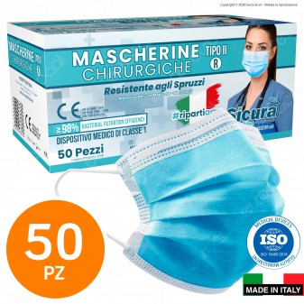 Sicura Protection 50 Mascherine Chirurgiche Monouso Filtranti Tipo II