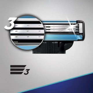 Gillette Mach3 Lamette di Ricambio con 3 Lame per Rasoio Uomo -