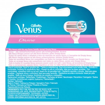 Gillette Venus Divine Sensitive Lamette di Ricambio per Rasoio Donna