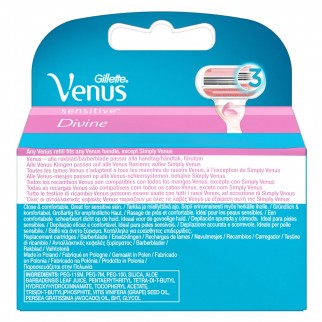 Gillette Venus Divine Sensitive Lamette di Ricambio per Rasoio Donna