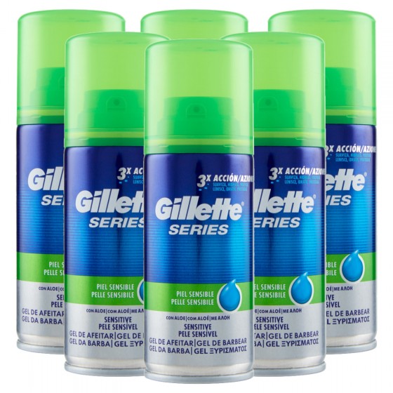 Gillette Series Gel da Barba Pelle Sensibile con Aloe - 6 Flaconi Gillette Series Gel da Barba Pelle Sensibile con Aloe - 6 Flaconi