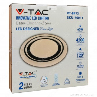 V-Tac VT-8473 Plafoniera LED 3in1 30W / 60W Forma Circolare Effetto Cielo Stellato con Telecomando