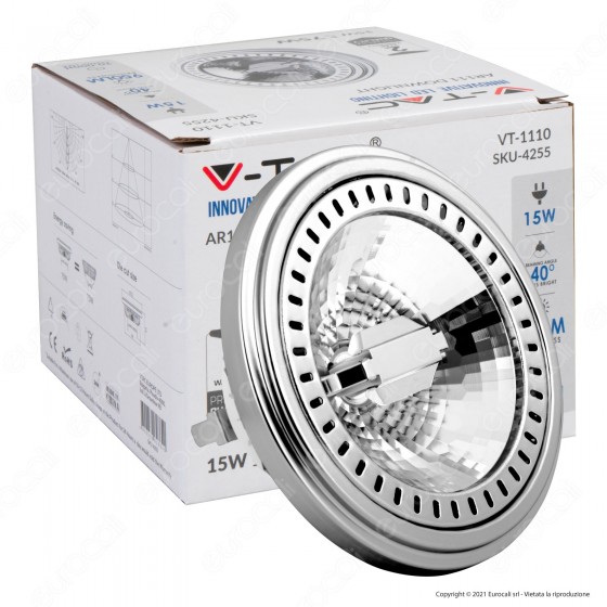 V-Tac VT-1110 Lampadina LED AR111 G53 15W Faretto da Incasso - SKU V-Tac VT-1110 Lampadina LED AR111 G53 15W Faretto da Incasso - SKU