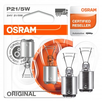 Osram Original per Camion 21W / 5W - 2 Lampadine P21/5W