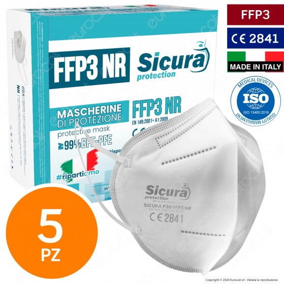 Sicura Protection 5 Mascherine Protettive Filtranti Monouso con Sicura Protection 5 Mascherine Protettive Filtranti Monouso con