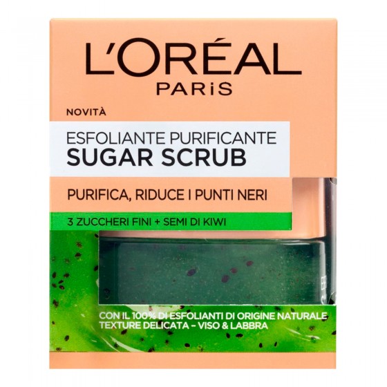 L'Oréal Paris Sugar Scrub Esfoliante Purificante ai Semi di Kiwi L'Oréal Paris Sugar Scrub Esfoliante Purificante ai Semi di Kiwi