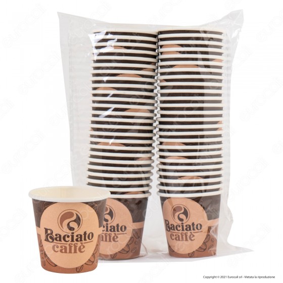 Baciato Caffè 50 Bicchierini in Carta Biodegradabile Compostabile per Bevande Calde e Fredde da 75ml Baciato Caffè 50 Bicchierini in Carta Biodegradabile Compostabile per Bevande Calde e Fredde da 75ml