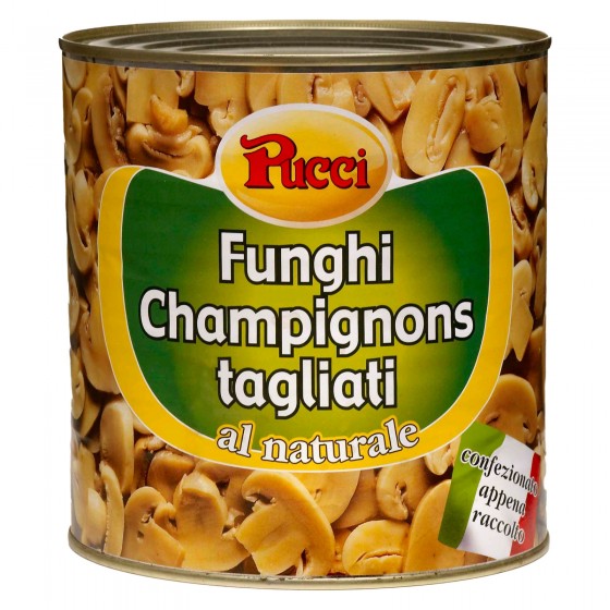 Pucci Funghi Champignon Tagliati al Naturale - Latta da 2,5Kg