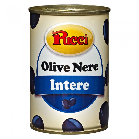 Pucci Olive Nere Intere in Salamoia - Lattina da 400g Pucci Olive Nere Intere in Salamoia - Lattina da 400g