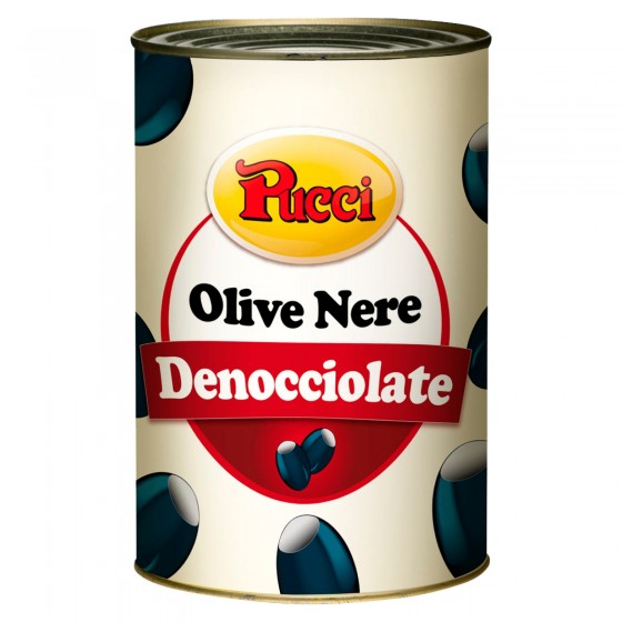 Pucci Olive Nere Denocciolate in Salamoia - Latta da 4,1Kg Pucci Olive Nere Denocciolate in Salamoia - Latta da 4,1Kg