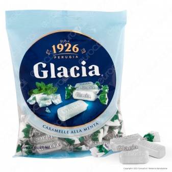 Caramelle Glacia Dure Ripiene al Gusto Menta Senza Glutine - Busta da 175g