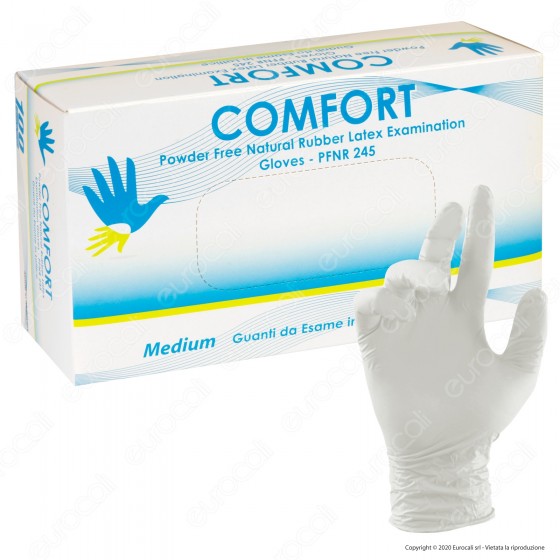 Comfort Guanti Monouso Bianchi in Lattice Senza Talco - Confezione da Comfort Guanti Monouso Bianchi in Lattice Senza Talco - Confezione da