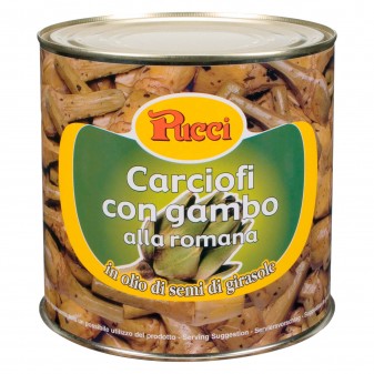 Pucci Carciofi con Gambo alla Romana in Olio di Semi di Girasole -