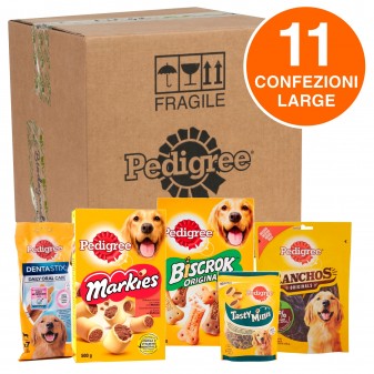 Pedigree Kit Snack e Biscotti Misti per Cani di Taglia Grande - Scatola con 11 Confezioni