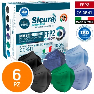 Sicura Protection 6 Mascherine Protettive Colorate Monouso con