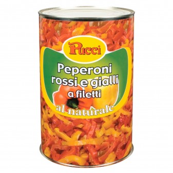 Pucci Peperoni Rossi e Gialli a Filetti al Naturale - Lattina da 4Kg