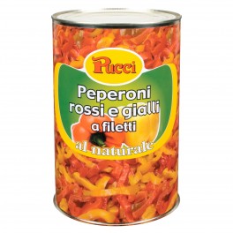 Pucci Peperoni Rossi e Gialli a Filetti al Naturale - Latta da 4Kg