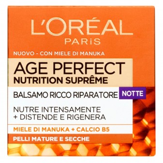  L'Oréal Paris Age Perfect Nutrition Supreme Balsamo Viso Riparatore Notte con Miele di Manuka e Calcium B5