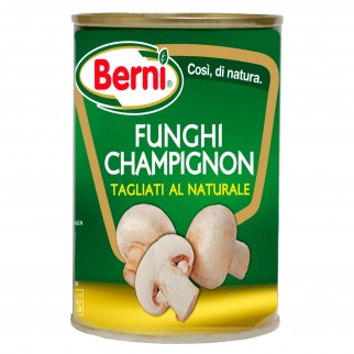 Berni Funghi Champignon Tagliati al Naturale - Lattina da 400g